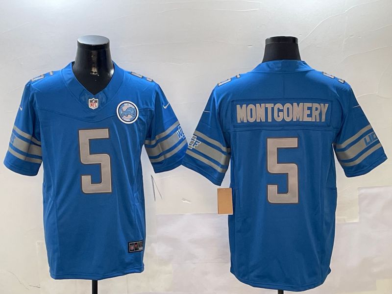 Men Detroit Lions #5 Montgomery Blue three generations 2024 Nike Limited NFL Jersey style 01021->detroit lions->NFL Jersey
